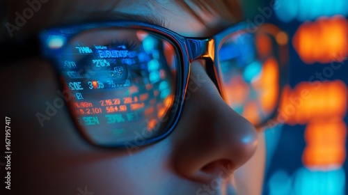 Wallpaper Mural Analyzing Stock Market Data Reflected in Glasses for Financial Insight Torontodigital.ca