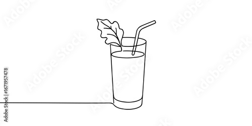Continuous one line drawing of cocktail negroni isolated on white background. Alcoholic cocktail drink in modern style thin line. Vector illustration