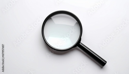 Minimalistic black magnifying glass icon on white background
