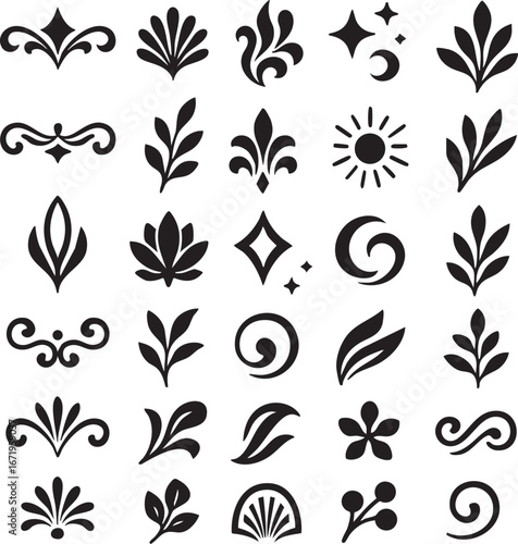 Black Floral Ornament Collection