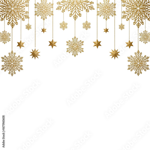 “Gold Snowflake and Star Hanging Ornaments for Holiday Decor”