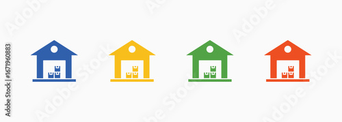 Warehouse Icon Set Color Multiple Style Collection
