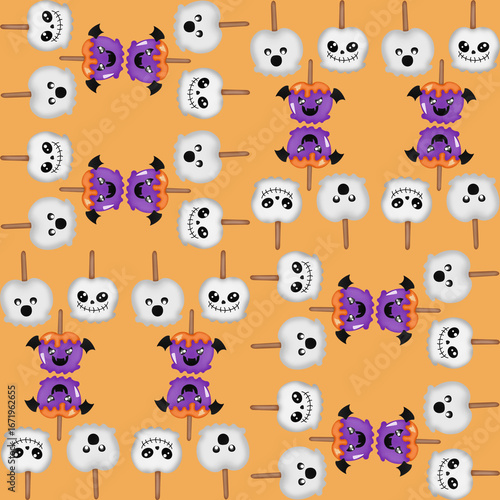 seamless pattern with funny cartoon monsters