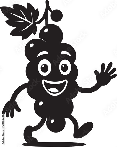 Happy anthropomorphic grape character