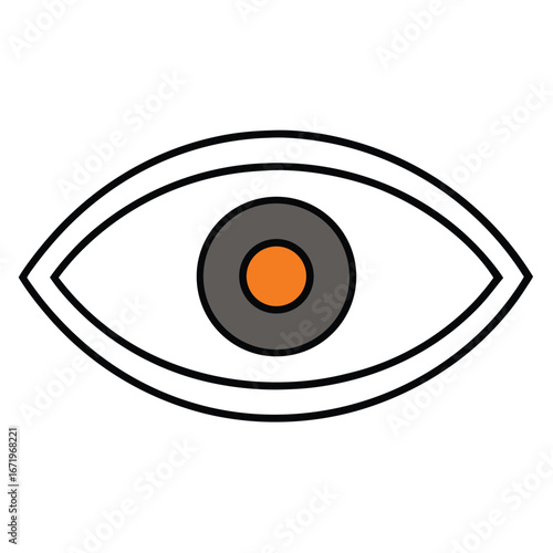 Eye with gray iris and orange pupil