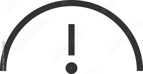 Minimal warning gauge icon with exclamation mark