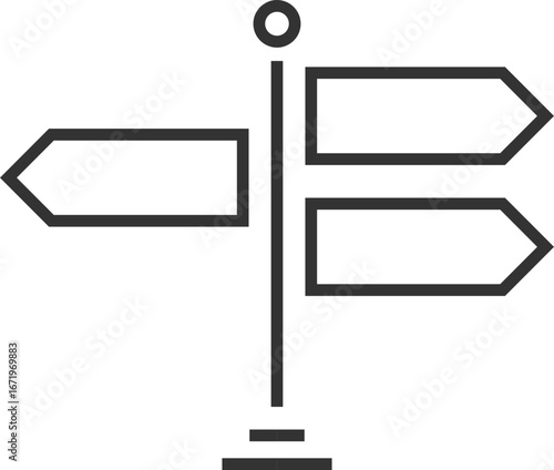 Outline icon of three-way signpost
