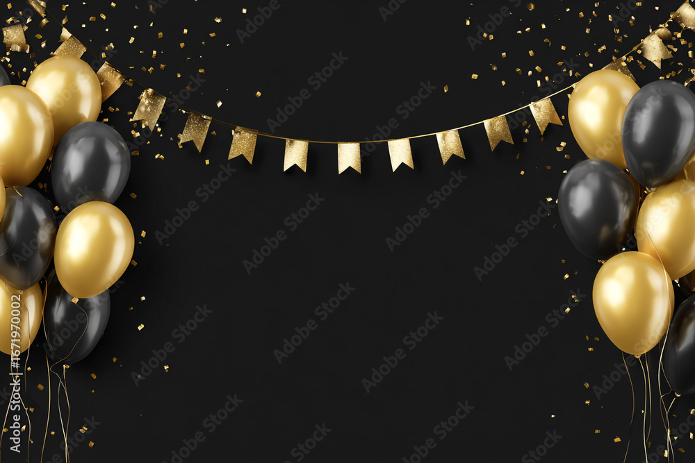 custom made wallpaper toronto digitalElegant black and gold balloons party celebration confetti background