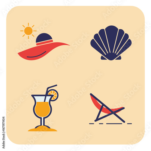 Icons Representing Activities at the Beachside