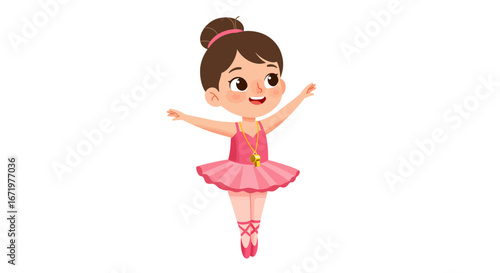 Cheerful Cartoon Ballerina with Pink Tutu and Whistle Necklace