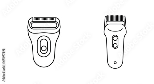 Electric shaver design in two views front and back