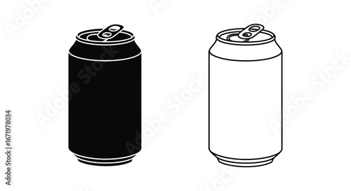 Black and white soda cans with pull tabs on top