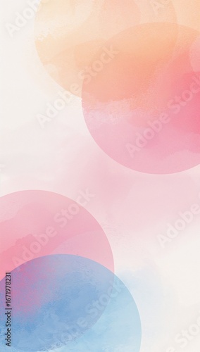 Abstract pastel circles overlapping softly in calm gradient watercolor tones