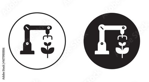 Robotic arm automation agriculture technology farming efficiency. Robotic arm automates plant care agriculture symbolizing innovation efficiency

