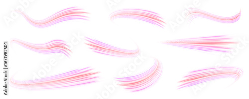 Vector swirl trail glows in bright neon tones. The abstract design mimics wind and energy in motion. A perfect choice for vibrant speed-themed visuals.