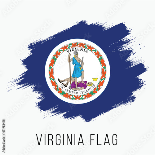 Vector art of virginia state flag with a brush stroke effect
