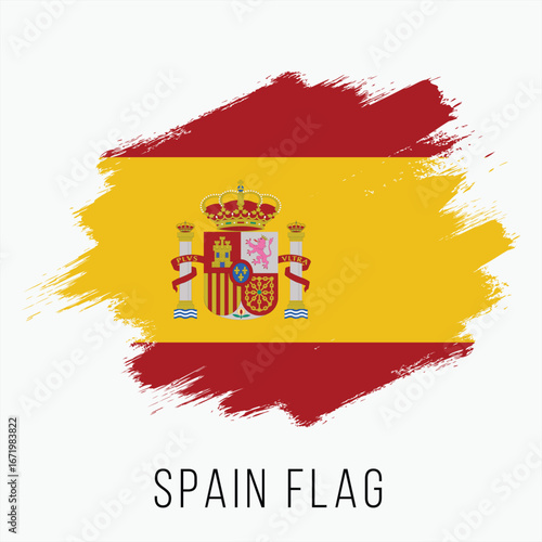 Vector art of spain flag painted with brush strokes