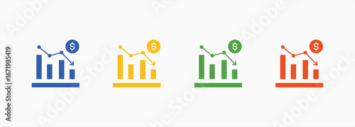Recession Icon Set Color Multiple Style Collection