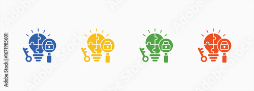 Problem Solving Icon Set Color Multiple Style Collection