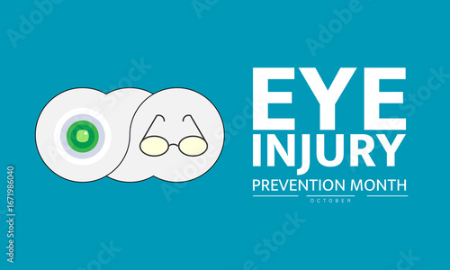 Eye Injury Prevention Month October Awareness Poster Design with Vision Care and Safety poster Medical Healthcare Banner Template for Eye care Campaign design   for web browser

