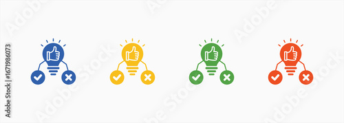 Hypothesis Solution Icon Set Color Multiple Style Collection
