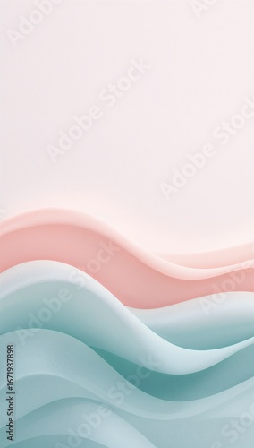 Minimalist pastel waves rolling softly across a clean blank canvas