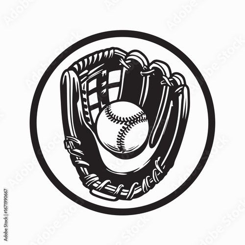 Baseball Glove Catching Ball Vector Illustration Sports Equipment Design on white background