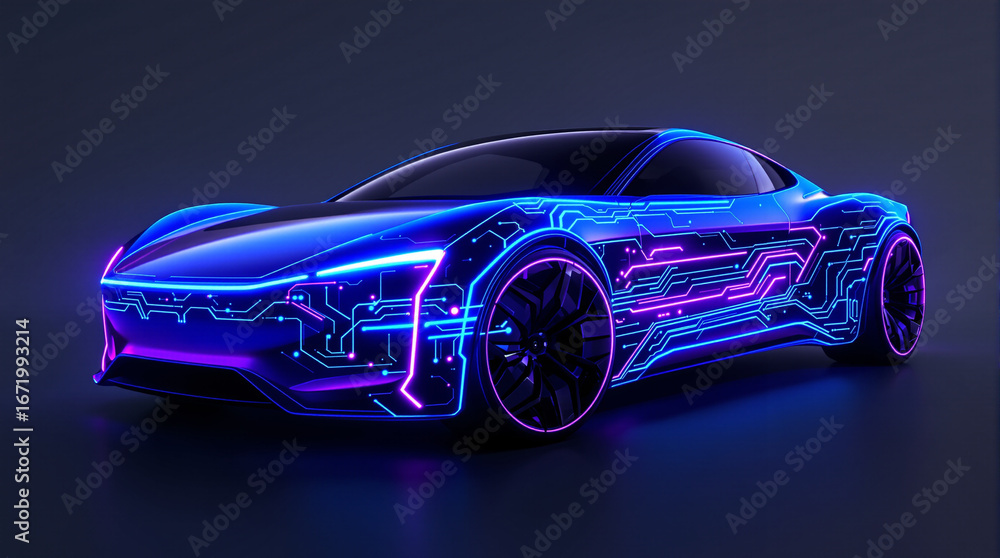 Fototapeta premium AI-Powered Electric Car