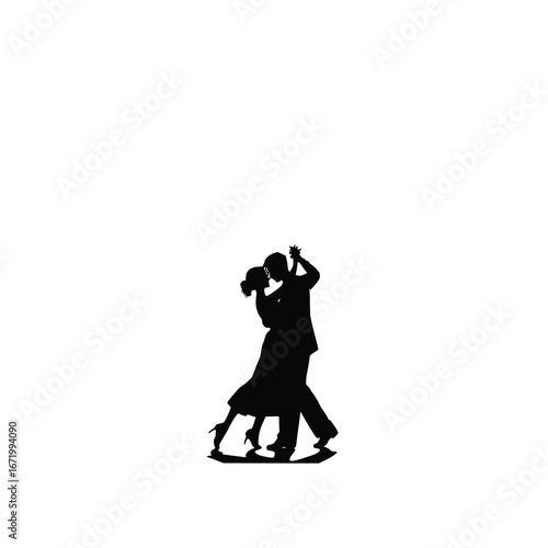 "A Passionate Dance: Elegant Silhouette of a Man and Woman Engaged in a Romantic Ballroom Dance."







