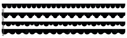 Vector seamless set with jagged edge. Borders and dividers. Repeating frill ornament. Element for your texture ribbons design