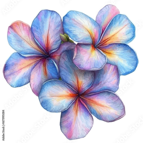 watercolor vector of Summer Flowers, isolated on a white background.