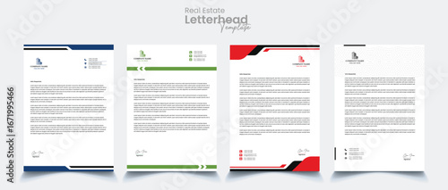 Real estate letterhead template. Creative and Clean letterhead design for your corporate building and real estate project. Vector Illustration