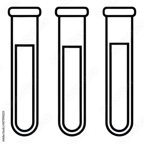 Three test tubes with liquid, science and research