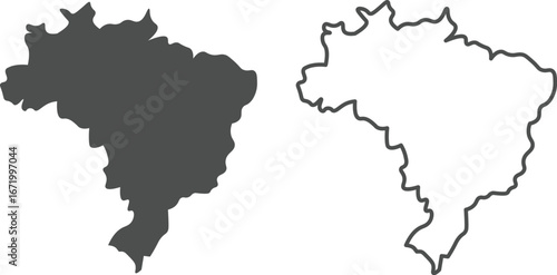 Brazil map icon collection, Brazil map sign vector set in outline.  Brazilian flags set. Set of Brazilian flag
