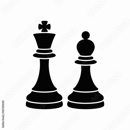 Chess Pieces King and Pawn Silhouette Design