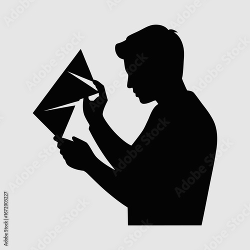 Creative Process Man Engaged in Origami Art