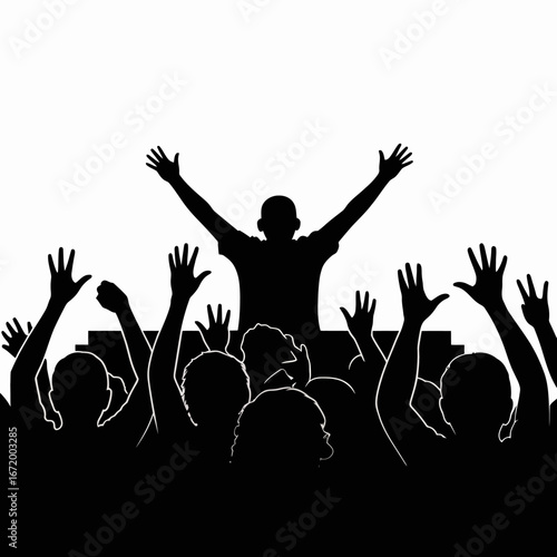 Crowd Silhouette Celebrating at an Event