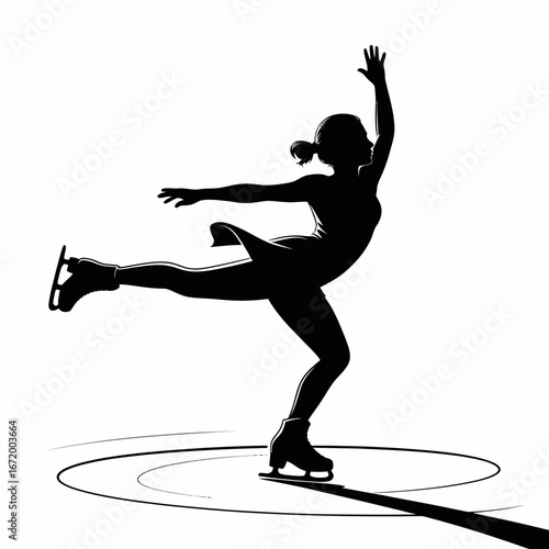 Elegant Figure Skater in Motion Silhouette