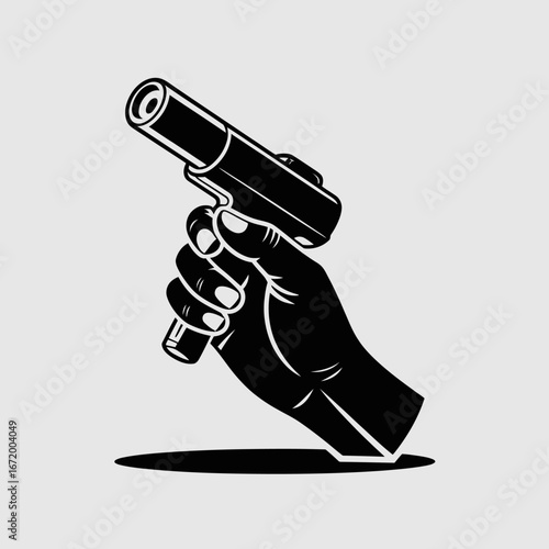 Hand holding a gun illustration, vector art