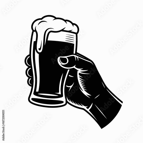 Hand Holding a Beer Glass Illustration