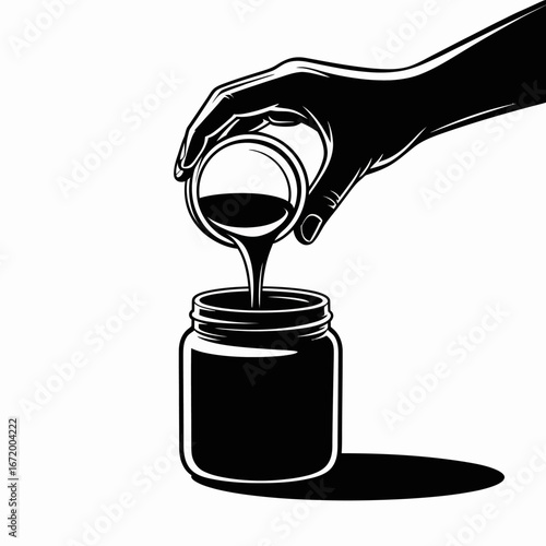 Hand Pouring Liquid into Jar