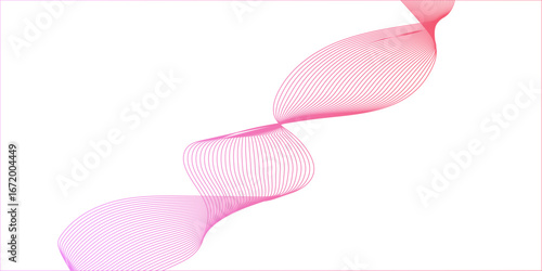 Abstract flowing multicolor wave lines on white background, smooth curves in motion, modern digital art design.