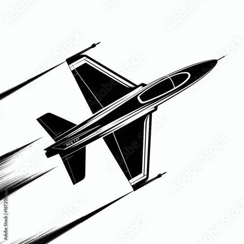 Jet Aircraft in Motion - Black and White Design