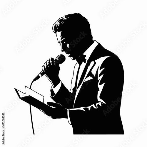 Professional Singer Silhouette with Microphone