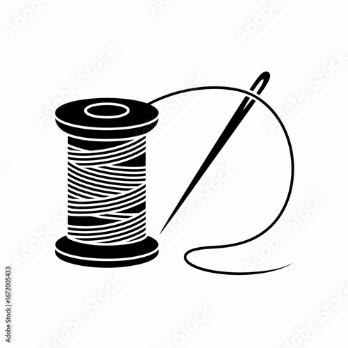 Sewing Needle and Thread Spool Icon Design