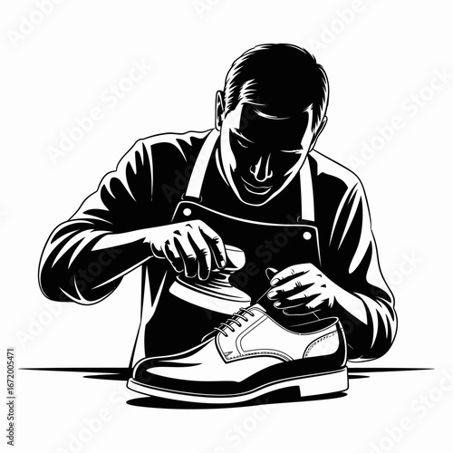 Shoe Shining Artisan Crafting Elegance and Care