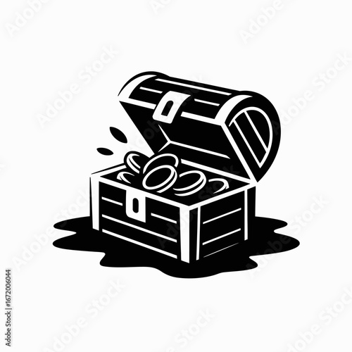 Treasure Chest with Coins Illustration