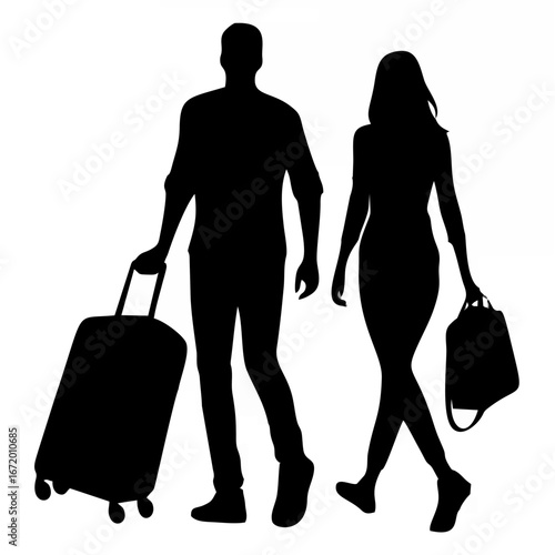 Man and Woman Walking with Su...