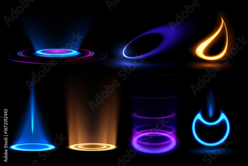 Light effect set on black background