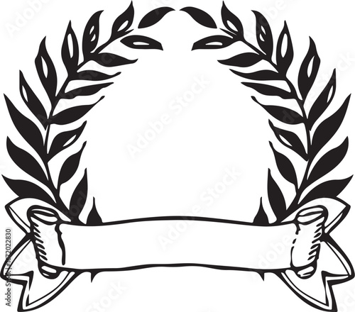 Elegant laurel wreath with blank banner for your text